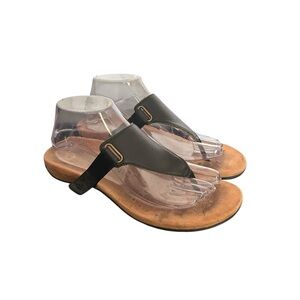 Vionic Women’s Wanda Leather Thong Sandals 21W6553 Black  Comfort Shoes Size 7.5